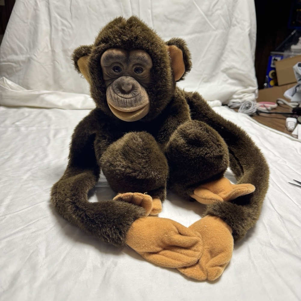 1983 Chimpanzee Hand Puppet Plush 11" Long Arms Child Play Toy Soft Stuffed...